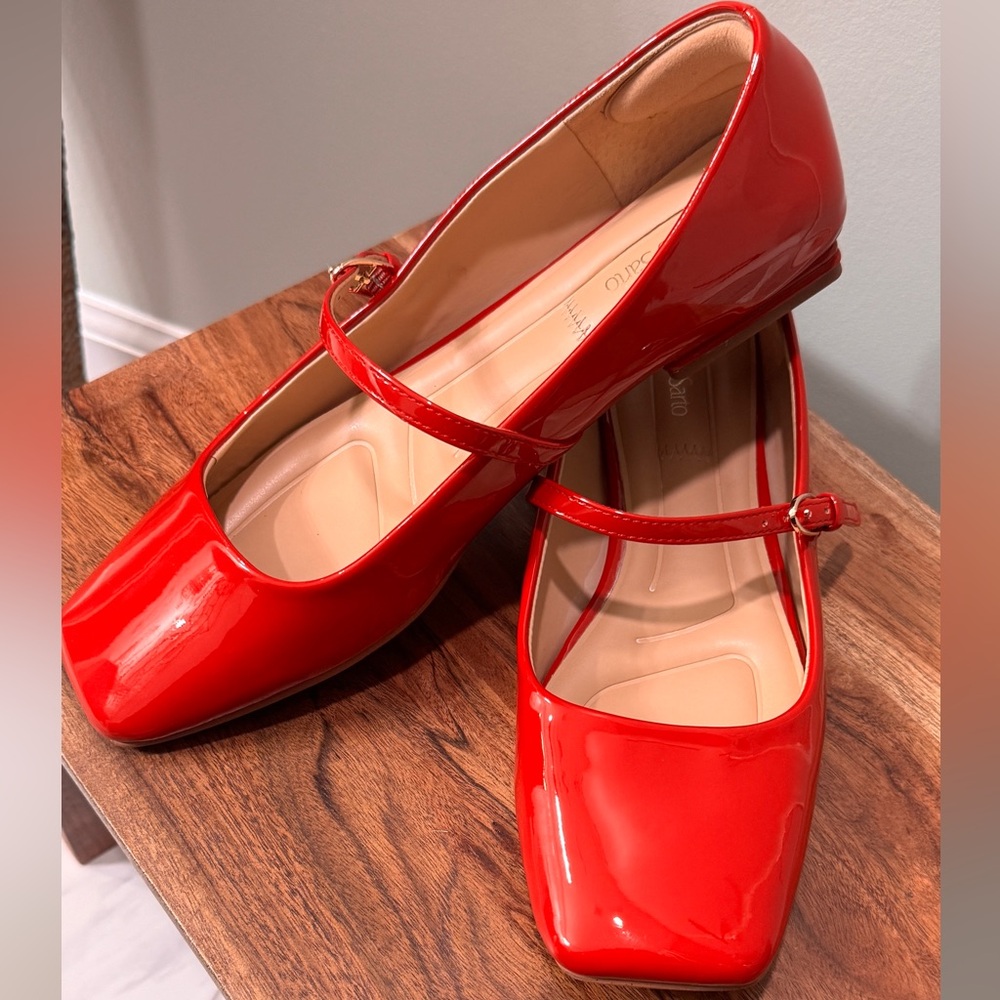 Franco Sarto Red Patent Mary Jane Flats